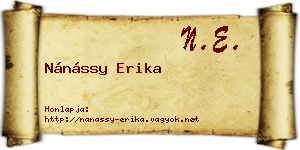Nánássy Erika névjegykártya